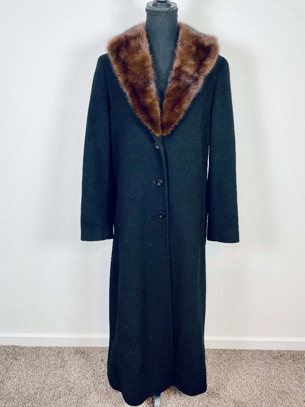 BILL BLASS Vintage Full-length Black Coat